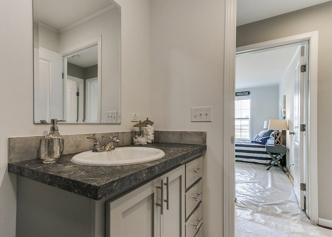 Modular home bathroom by Highland Manufacturing.