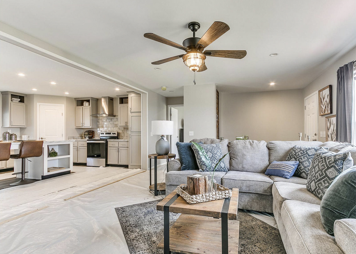 Modular home living room by Highland Manufacturing.