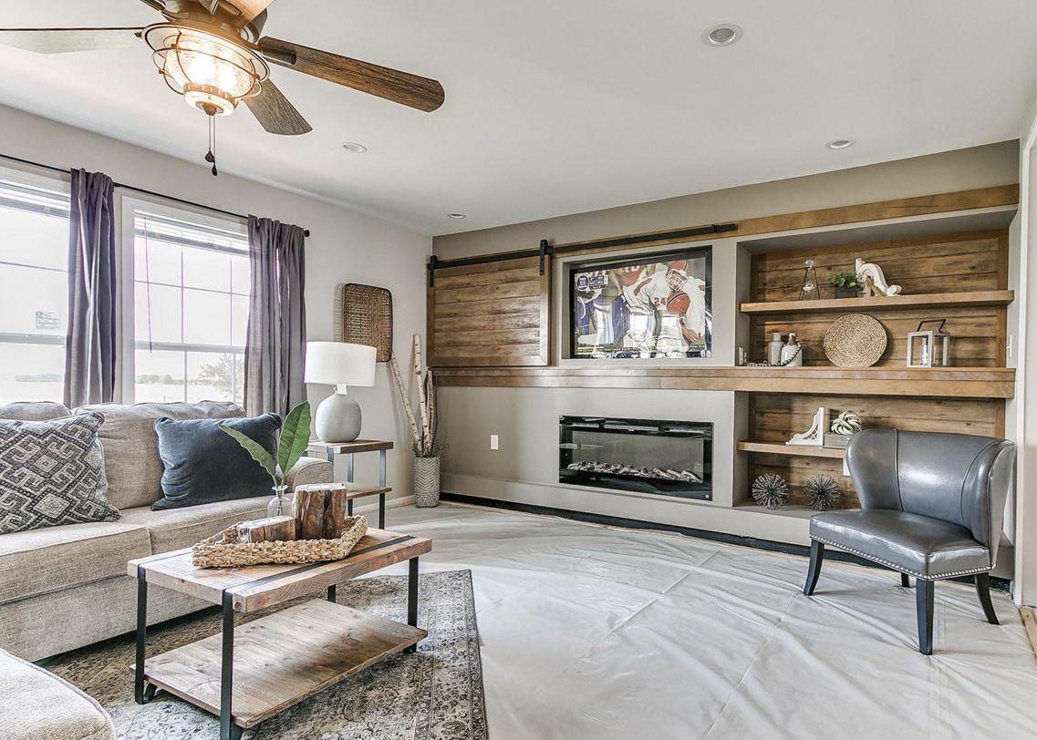 Modular home living room by Highland Manufacturing.