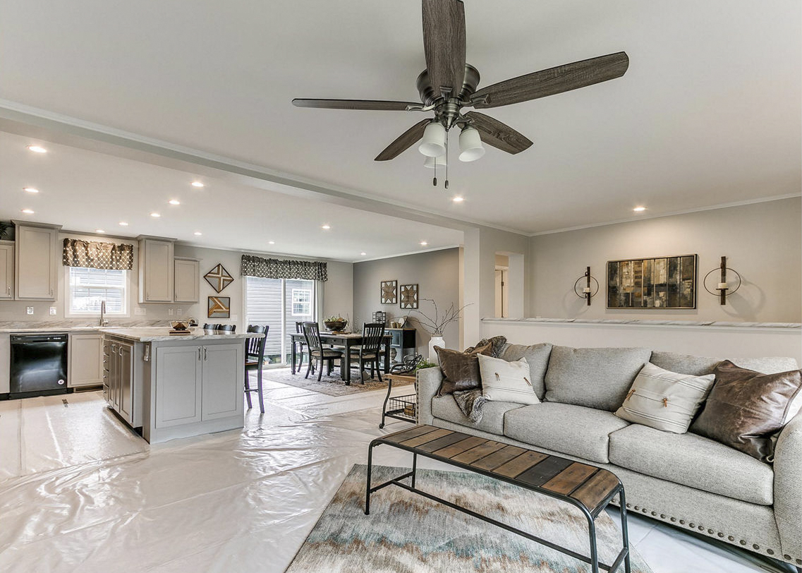 Modular home living room by Highland Manufacturing.